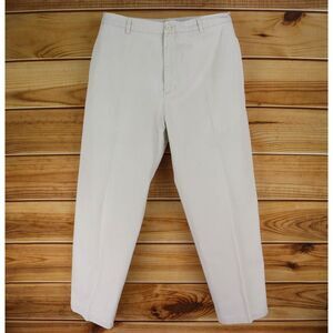 Kenneth Cole Chino Pants Mens Sz 36x31 Ivory 100% Cotton Straight Leg Flat Front